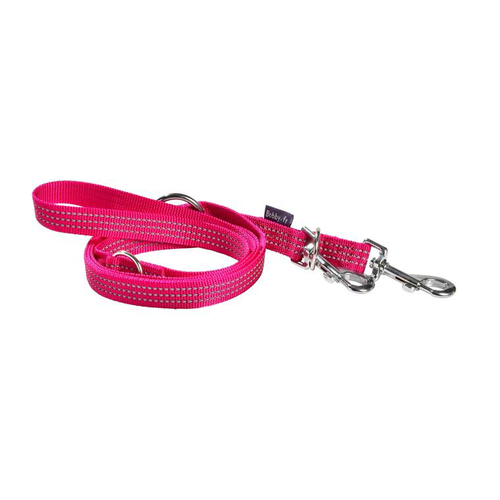 Visuel 1 du produit Laisse pour chien coloris fuchsia en nylon tressé Bobby Safe 3 positions – Taille L