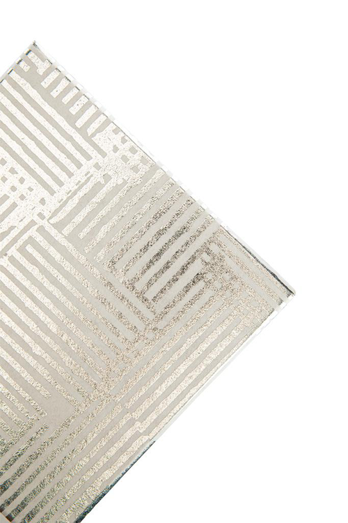 Visuel 2 du produit Boîte carrée en papier métallisé argent à motifs rayures - 16,5 x 7,5 cm