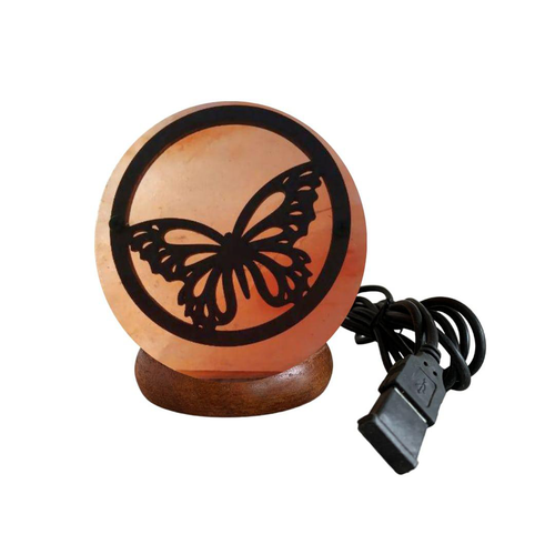 Visuel 1 du produit Lampe USB papillon coloris orange au sel d'Himalaya Idea For Project - 700 g