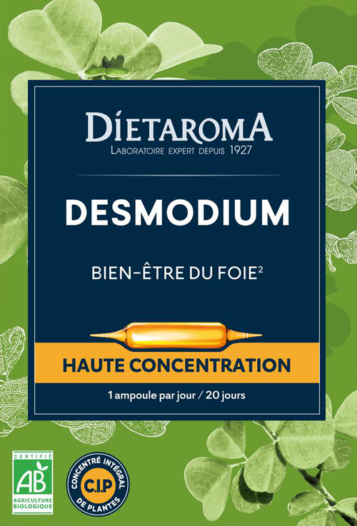 Visuel 1 du produit Complément alimentaire desmodium CIP bio Dietaroma bien-être du foie - 20 ampoules x 10 ml