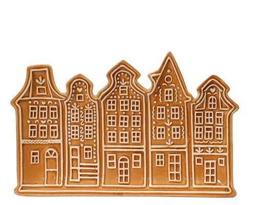 Visuel 1 du produit Plat de présentation forme maison en dolomite façon biscuit - 28 x 18 cm