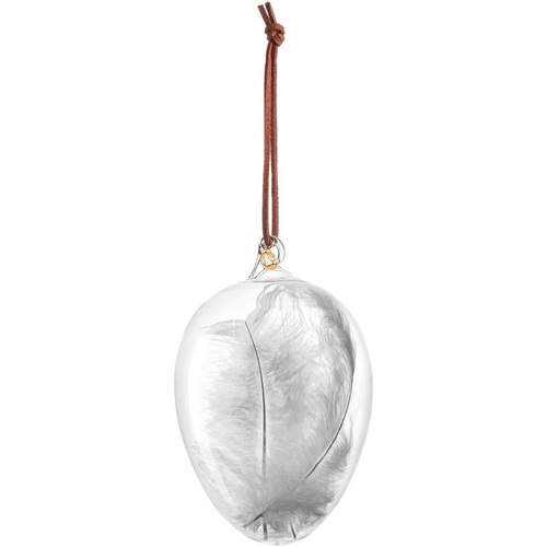 Visuel 1 du produit Œuf à suspendre en verre transparent avec plume - 13 cm