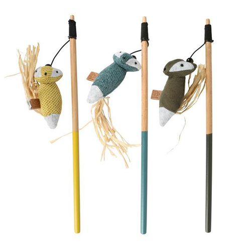 Visuel 1 du produit Canne à pêche pour chat coloris multicolore animal avec queue en paille D&D Home Rocco - 35 x 5 x 4 cm