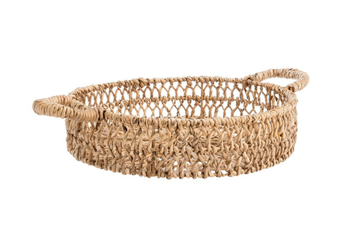 Visuel 1 du produit Plateau rond tressé en bananier et en métal - Ø 38 x H 9/16 cm