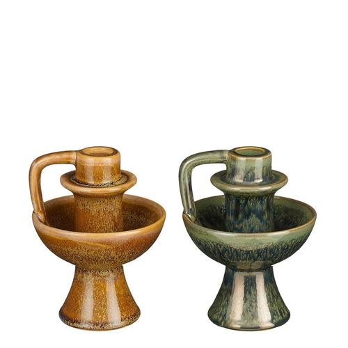 Visuel 1 du produit Bougeoir avec anse en céramique - Ø 11 x H 14,5 cm