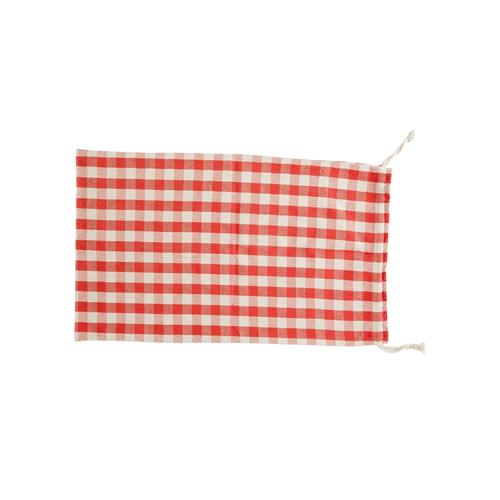 Visuel 1 du produit Sac à jouets en coton vichy rouge Célestin-Lurex - 50 x 80 cm