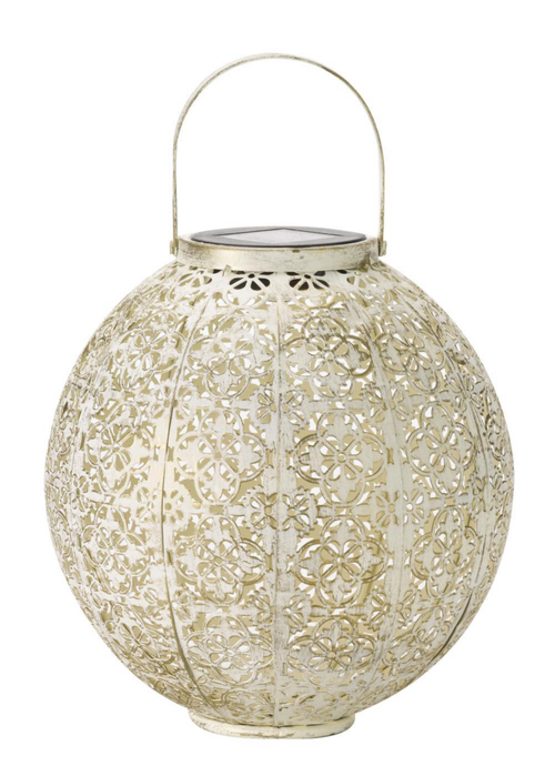 Visuel 1 du produit Lanterne Damasquette coloris beige effet blanc froid en métal Smartgarden - 18 x 18 x 18 cm