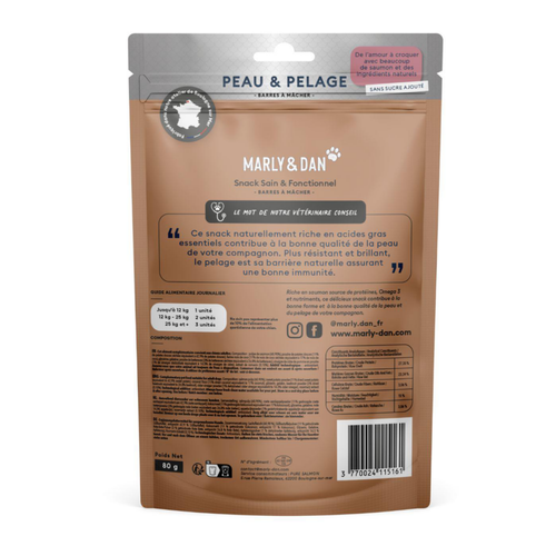 Visuel 2 du produit Friandises pour chien barres à mâcher peau et pelage Marly & Dan - 80 g