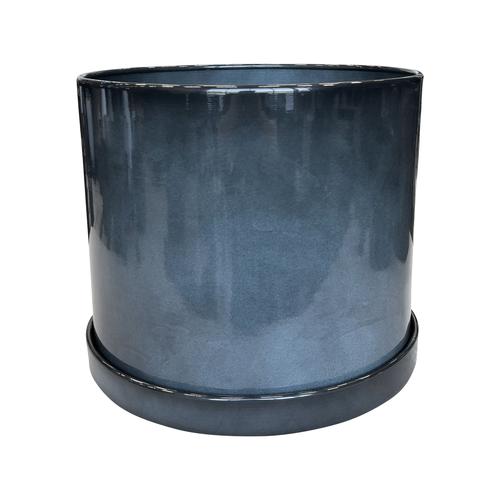 Visuel 2 du produit Pot cylindrique en métal recyclé coloris gris océan vif Upcycle Cylindre XXL - Ø 43 x H 37 cm