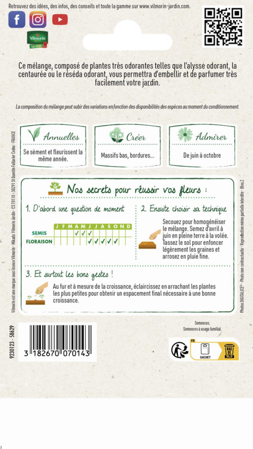 Visuel 2 du produit Mélange de fleurs parfumées Vilmorin - graines à semer pour 4 m² de surface