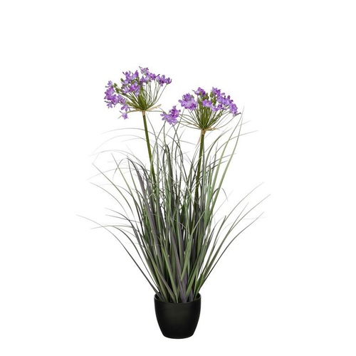 Visuel 1 du produit Allium ampeloprasum artificiel violet en pot - Ø 25 x H 80 cm