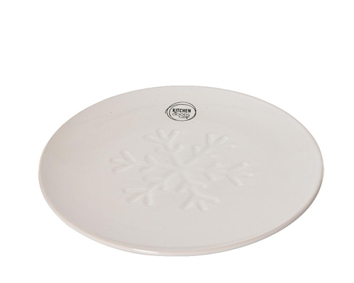 Visuel 2 du produit Assiette à dessert en grès motif flocon - Ø 20 cm