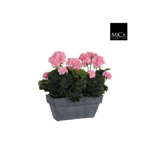 Visuel 1 du produit Géranium rose plante artificielle en jardinière Slate grise 30x13x40 cm