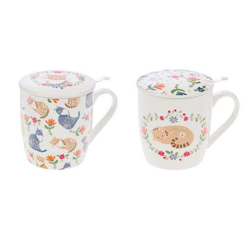 Visuel 1 du produit Mug à motif chat avec filtre en céramique Loris - 13 x 10 x 11 cm