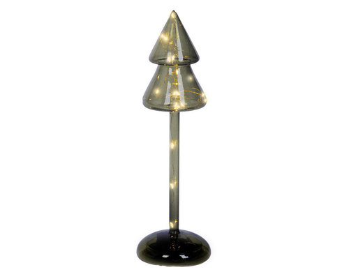 Visuel 1 du produit Sapin en verre vert avec micro LED blanc chaud fixe pour intérieur - Ø 9 x H 29 cm