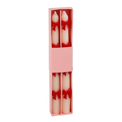 Visuel 1 du produit Bougie dîner en paraffine rouge avec nœud - Ø 2 x H 25 cm
