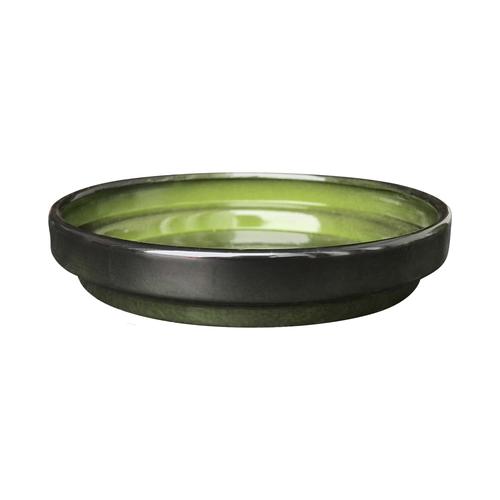 Visuel 1 du produit Soucoupe ronde en métal recyclé coloris vert algue vif Upcycle Conique - Ø 16,5 x H 3,25 cm