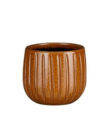 Visuel 1 du produit Pot rond Edelman Hollande cannelé ocre Pablo – Ø 24 x H 12 cm