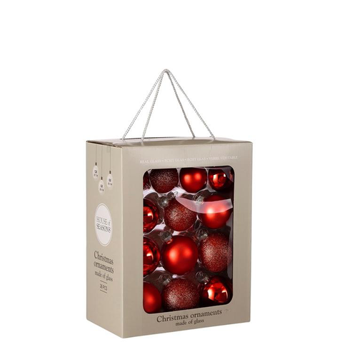 Visuel 1 du produit Pack de 26 boules coloris rouge en verre - Ø 7 cm