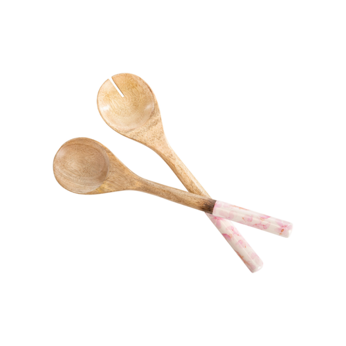 Visuel 1 du produit Couverts en bois de manguier décor cerisier rose x2 - 30 x 7,5 x 2 cm