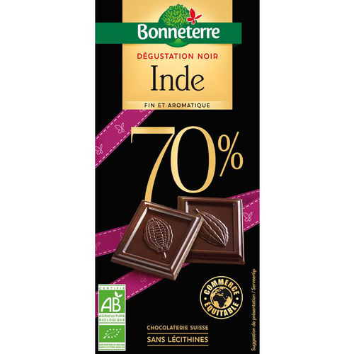 Visuel 1 du produit Chocolat Dégustation noir Inde 70% en tablette de 80 g