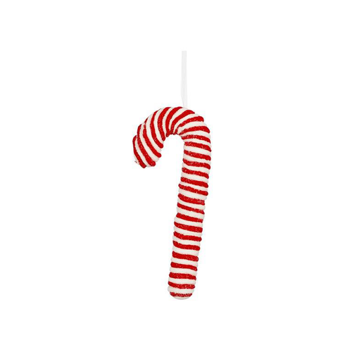 Visuel 1 du produit Décoration à suspendre forme sucre d’orge en tissu rouge - 10 x 4 x 26 cm