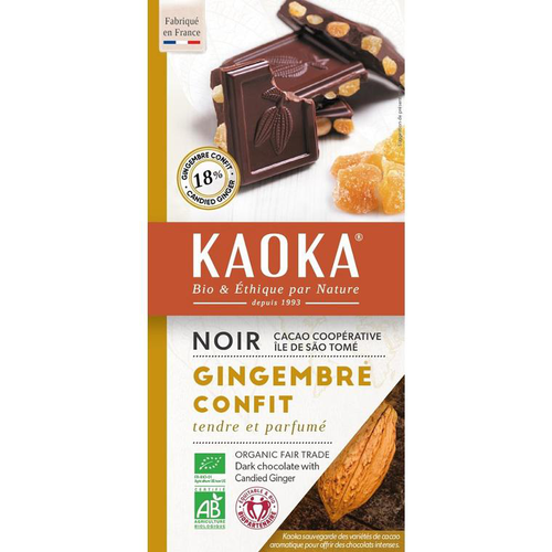 Visuel 1 du produit Chocolat noir gingembre bio Kaoka - 180 g