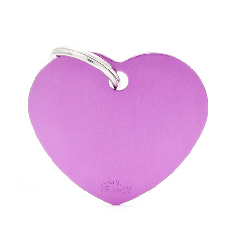 Visuel 1 du produit Médaille à graver pour chien en aluminium coloris violet cœur Myfamily Basic