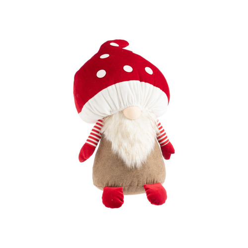Visuel 1 du produit Gnome marron avec chapeau champignon rouge grand modèle - 58 cm