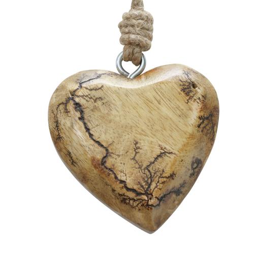 Visuel 1 du produit Pendentif décoratif cœur en bois de manguier marron Percha grand modèle -13 x 2 x 13 cm