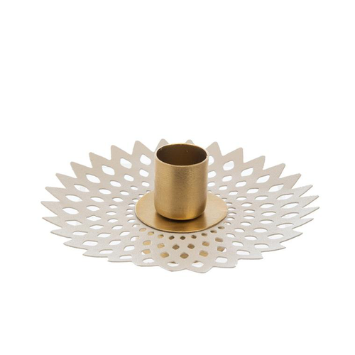 Visuel 1 du produit Porte-bougie forme étoile ronde en métal beige - Ø 12 x 4,5 cm