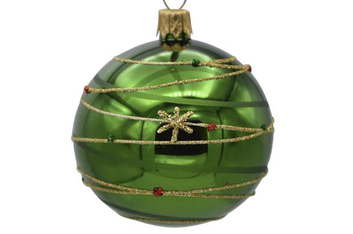 Visuel 1 du produit Suspension boule décorative Traditionel coloris vert en verre - Ø 7 cm