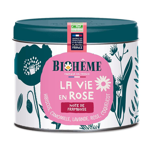 Visuel 1 du produit Infusion bio la vie en rose boîte métal vrac Biohème - 50 g