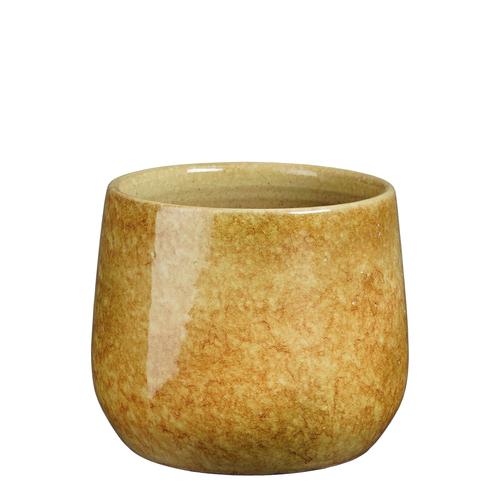 Visuel 1 du produit Pot rond coloris jaune en terre cuite Hugo Mica Decorations - 17 x Ø 19 cm