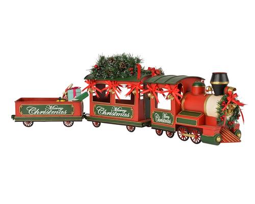 Visuel 1 du produit Train de Noël vintage XL en métal rouge - 92 x 16,3 x 30 cm
