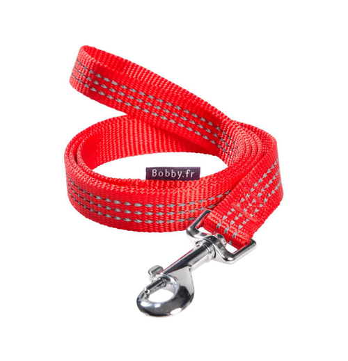 Visuel 1 du produit Laisse pour chien en nylon tressé coloris rouge Bobby Safe - Taille S/M