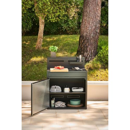 Visuel 6 du produit Support desserte fermé en acier noir forme comptoir de bar Forge Adour - 90 x 97,2 x 112,5 cm