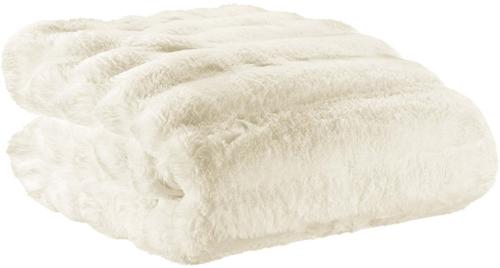 Visuel 1 du produit Plaid en fausse fourrure polyester neige Astrid - 180 x 140 cm