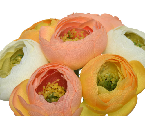 Visuel 3 du produit Bouquet de fleurs artificielles renoncules multicolores - Ø 14 x H 19 cm