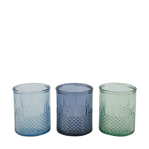 Visuel 1 du produit Photophore en verre effet gaufré - Ø 9 x H 11 cm