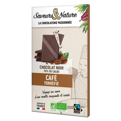 Visuel 1 du produit Chocolat noir 70% éclats de grains de café bio Saveurs et Nature - 80 g