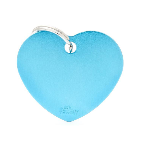 Visuel 1 du produit Médaille basic grand cœur pour chien en aluminium bleu azur