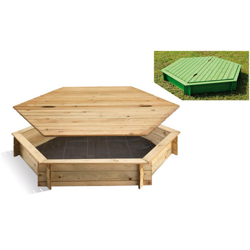 Visuel 2 du produit Bac à sable hexagonal avec couvercle - 180 x 180 x 25 cm
