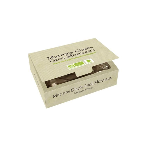 Visuel 1 du produit Ballotin de 18 marrons glacés bio en gros morceaux - 250 g