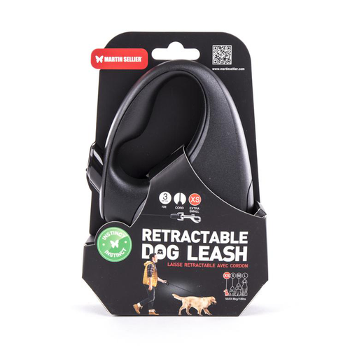 Visuel 1 du produit Laisse rétractable noire Instinct Cordon - taille XS