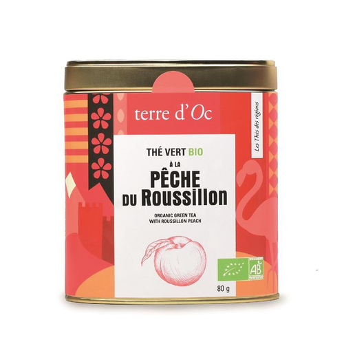 Visuel 1 du produit Thé vert bio pêche du roussillon Terre d'OC - 80 g