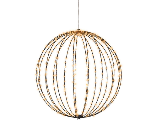 Visuel 1 du produit Boule lumineuse noire à 480 micro-LED blanc orangé pour extérieur - Ø 58 cm