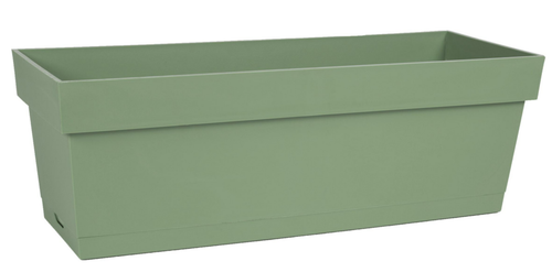 Visuel 1 du produit Jardinière toscane Poetic botanic® avec plateau clipsé coloris vert en plastique recyclé 10 L - 50 x 18 x 16,7 cm