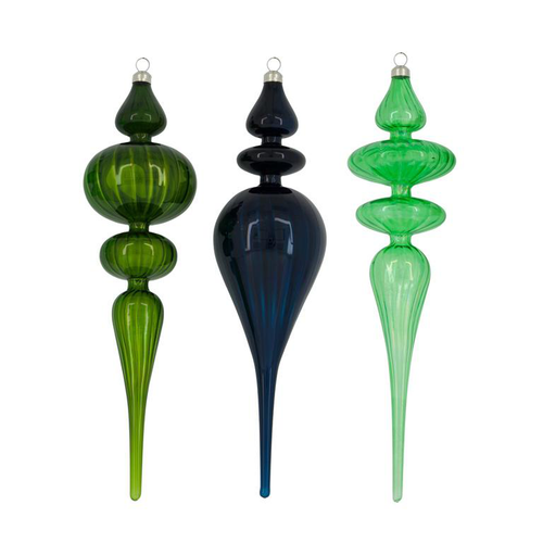 Visuel 1 du produit Décoration à suspendre forme glaçon XL en verre coloris vert - Ø 8 x H 30 cm
