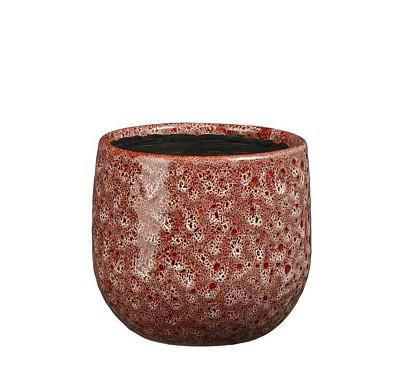 Visuel 1 du produit Cache-pot rond en céramique rouge Paola - Ø 14 x H 12 cm